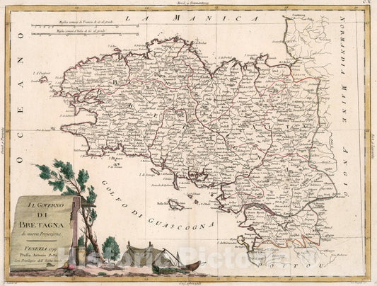 Historic Map : Li Governo di Bretagna, 1777, Vintage Wall Art