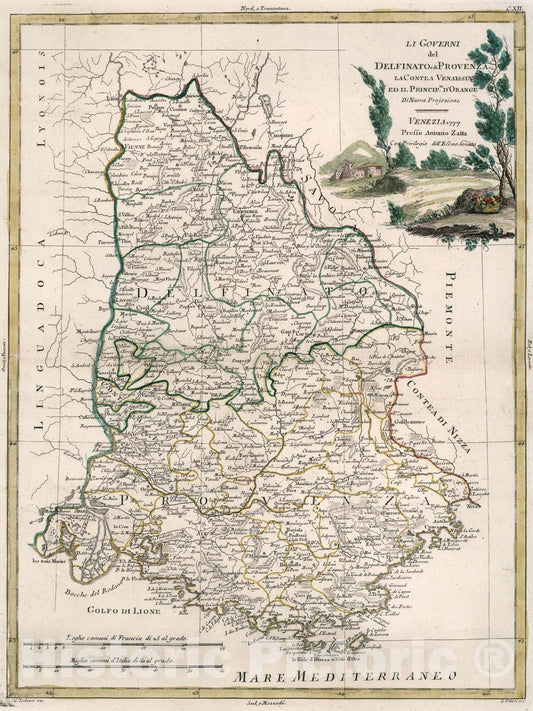 Historic Map : Li Governi del Delfinato e di Provenza la contea Venaissin ed il princip.to dOrange, 1788, Vintage Wall Art