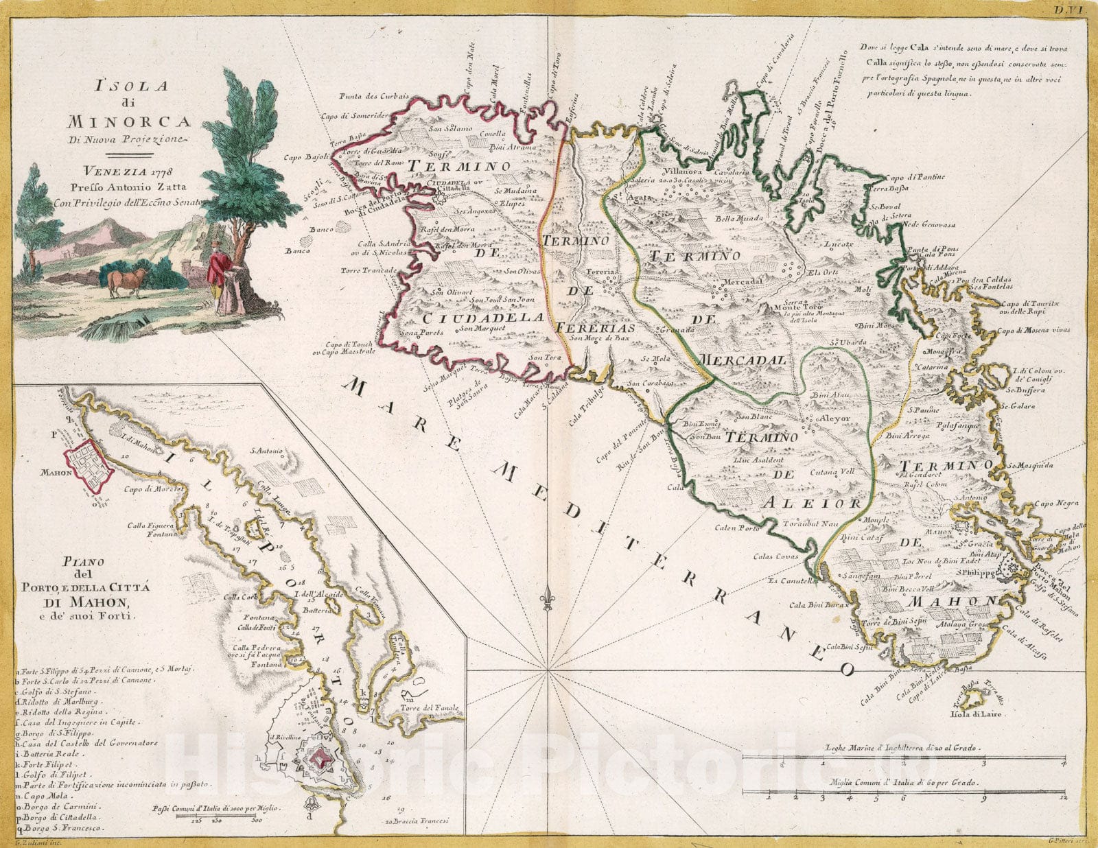 Historic Map : Isola di Minorca, 1778, Vintage Wall Art