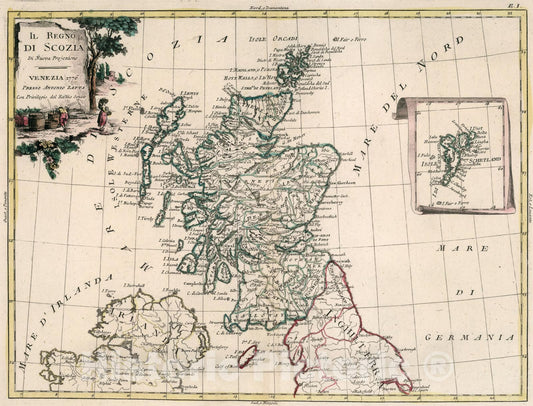 Historic Map : Il Regno di Scozia, 1776, Vintage Wall Art