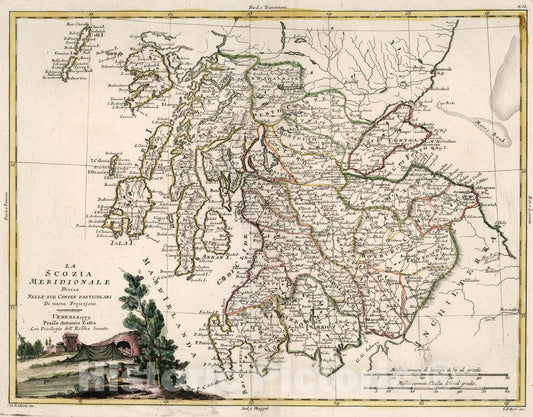 Historic Map : La Scozia meridionale, 1779, Vintage Wall Art