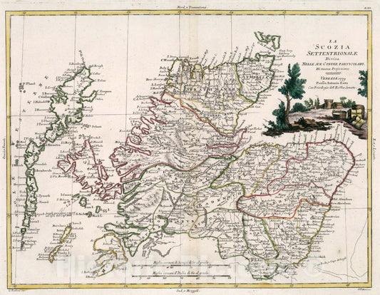 Historic Map : La Scozia Settentrionale, 1779, Vintage Wall Art