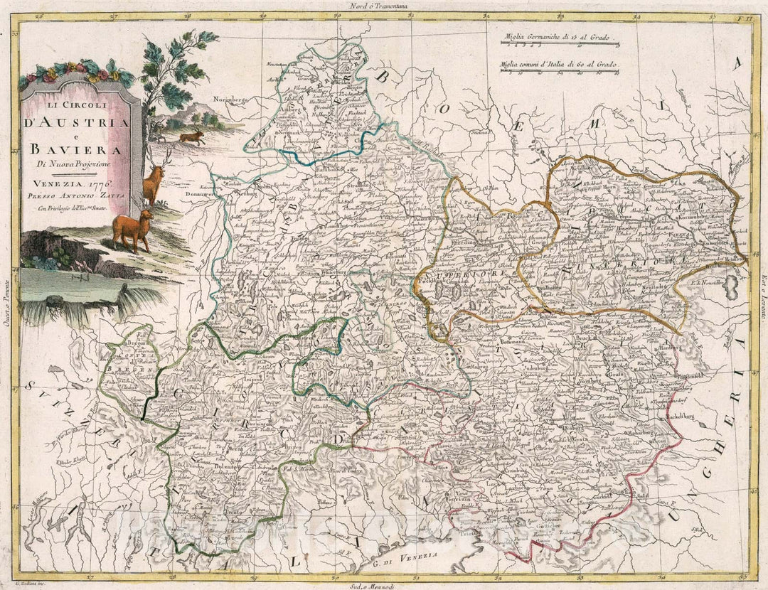 Historic Map : Li Circoli DAustria e Baviera, 1776, Vintage Wall Art
