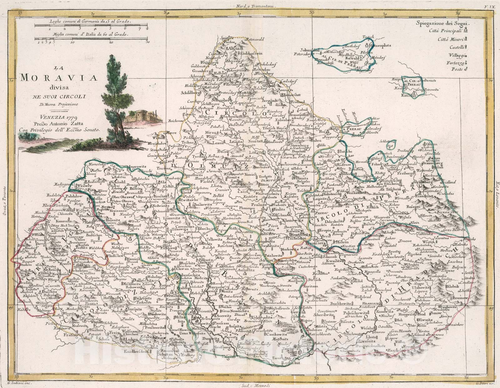 Historic Map : La Moravia divisa Ne Suoi Circoli, 1779, Vintage Wall Art