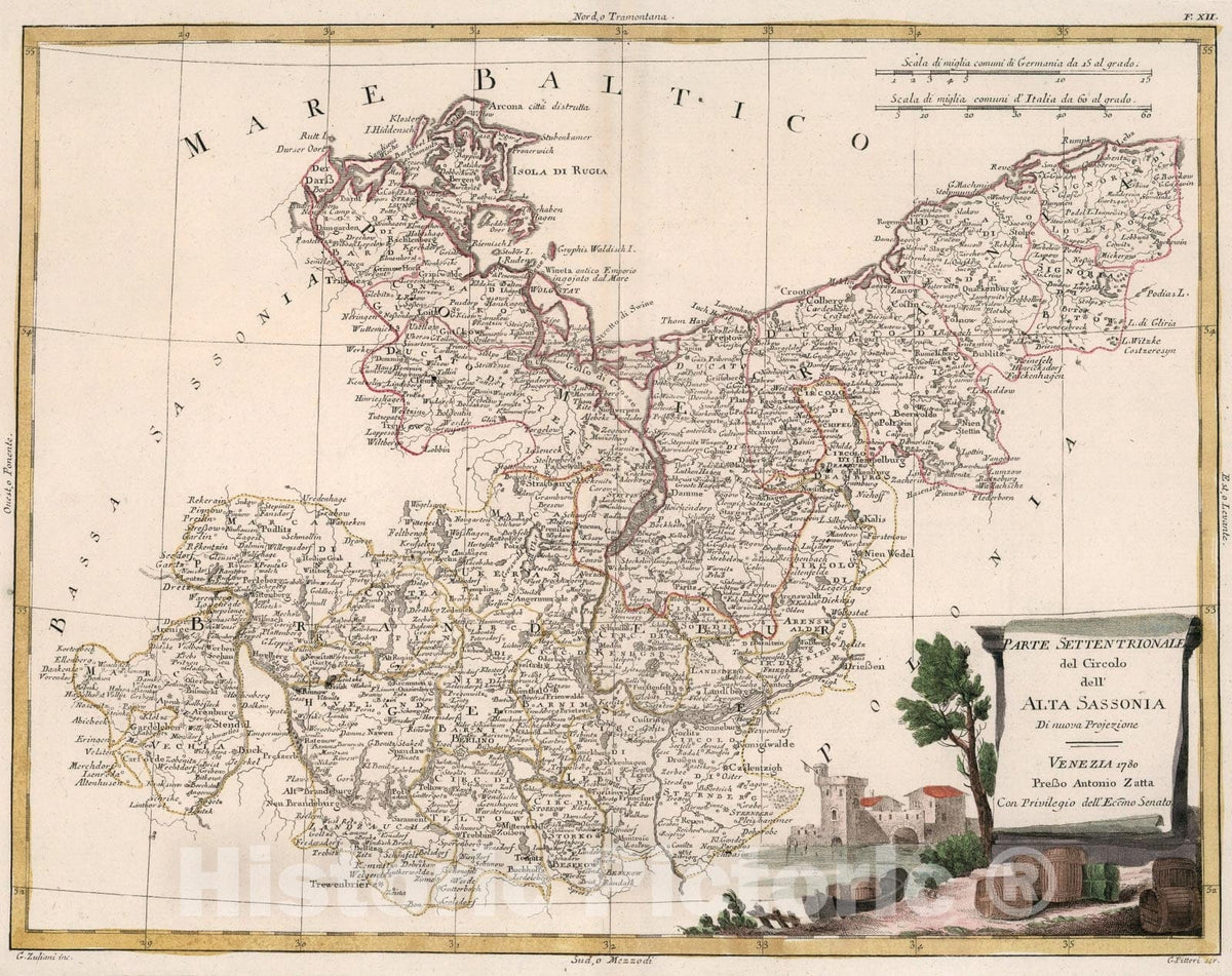 Historic Map : Parte Settentrionale del Circolo dell Alta Sassonia, 1780, Vintage Wall Art