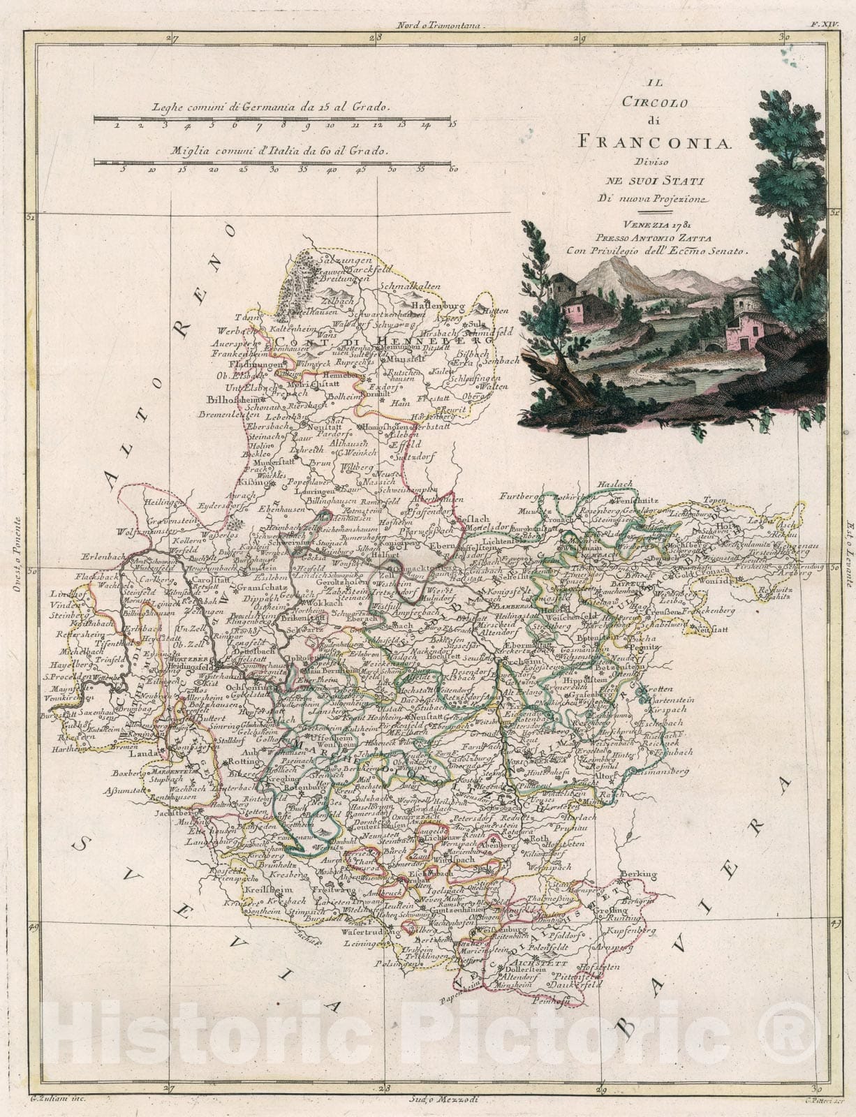 Historic Map : Il Circolo di Franconia, 1781, Vintage Wall Art