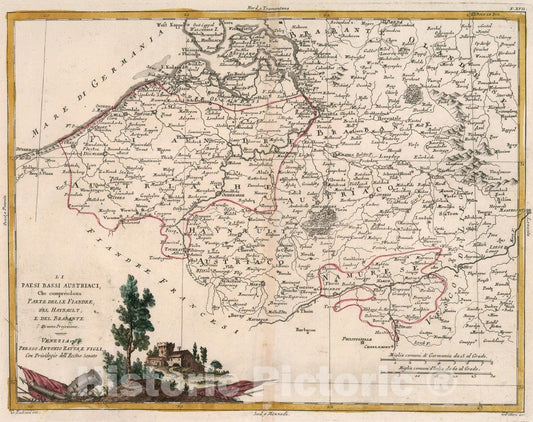 Historic Map : Li Paesi Bassi Austriaci Che comprendono, 1780, Vintage Wall Art