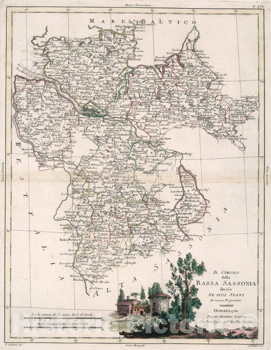 Historic Map : Il Circolo della Bassa Sassonia, 1780, Vintage Wall Art