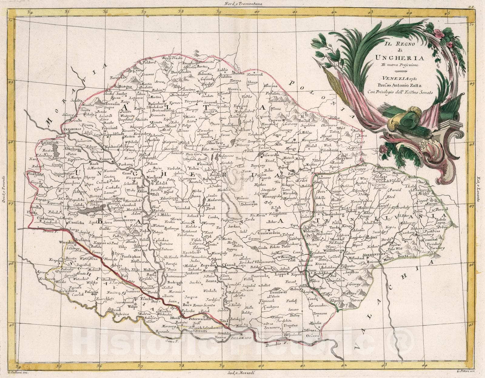 Historic Map : Il regno di Ungheria, 1781, Vintage Wall Art