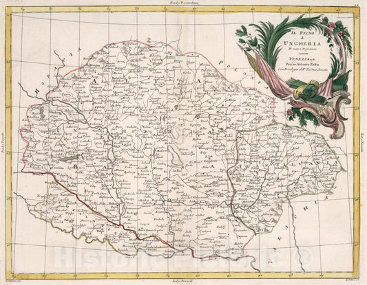 Historic Map : Il regno di Ungheria, 1781, Vintage Wall Art