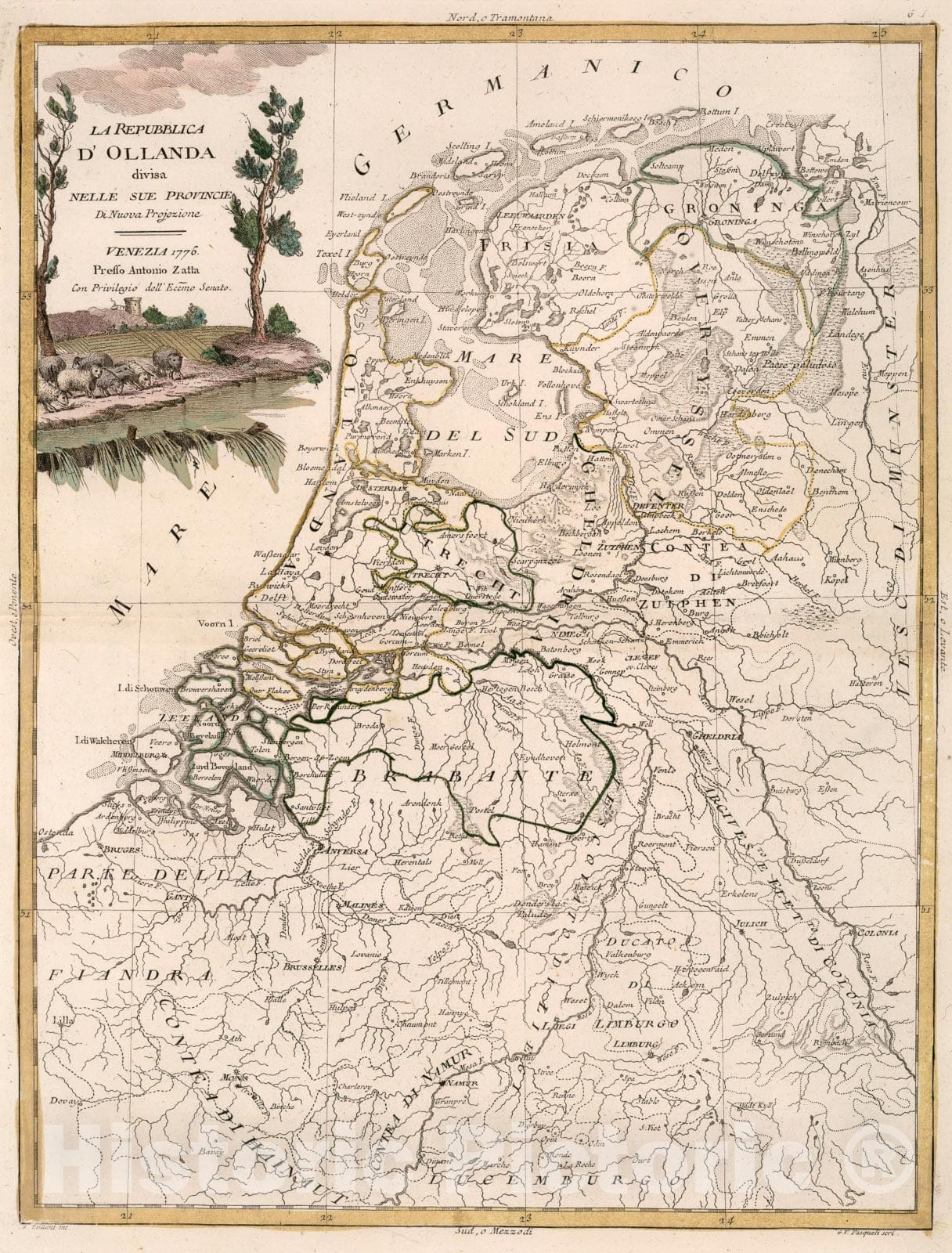 Historic Map : La Repubblica dOllanda, 1776, Vintage Wall Art