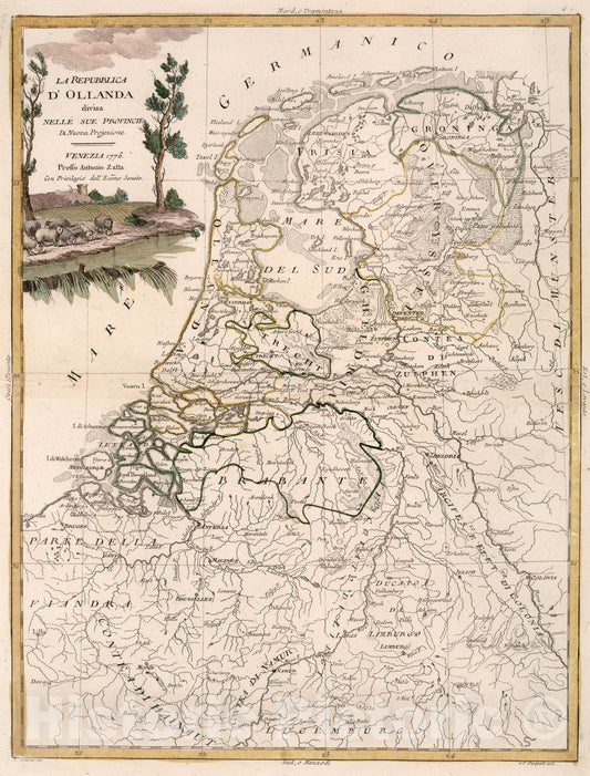 Historic Map : La Repubblica dOllanda, 1776, Vintage Wall Art