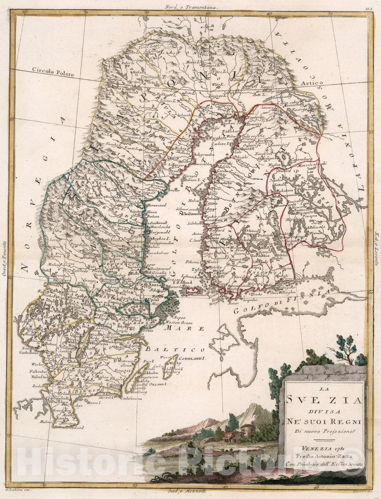 Historic Map : La Svezia, 1781, Vintage Wall Art