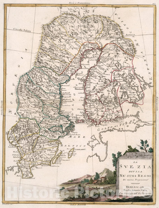 Historic Map : La Svezia, 1781, Vintage Wall Art