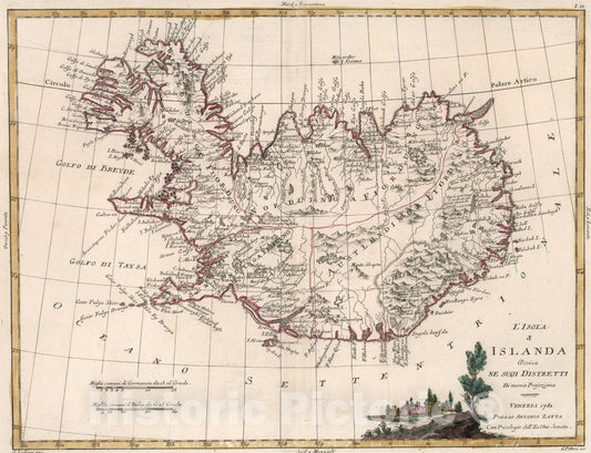 Historic Map : Lisola dIslanda, 1781, Vintage Wall Art