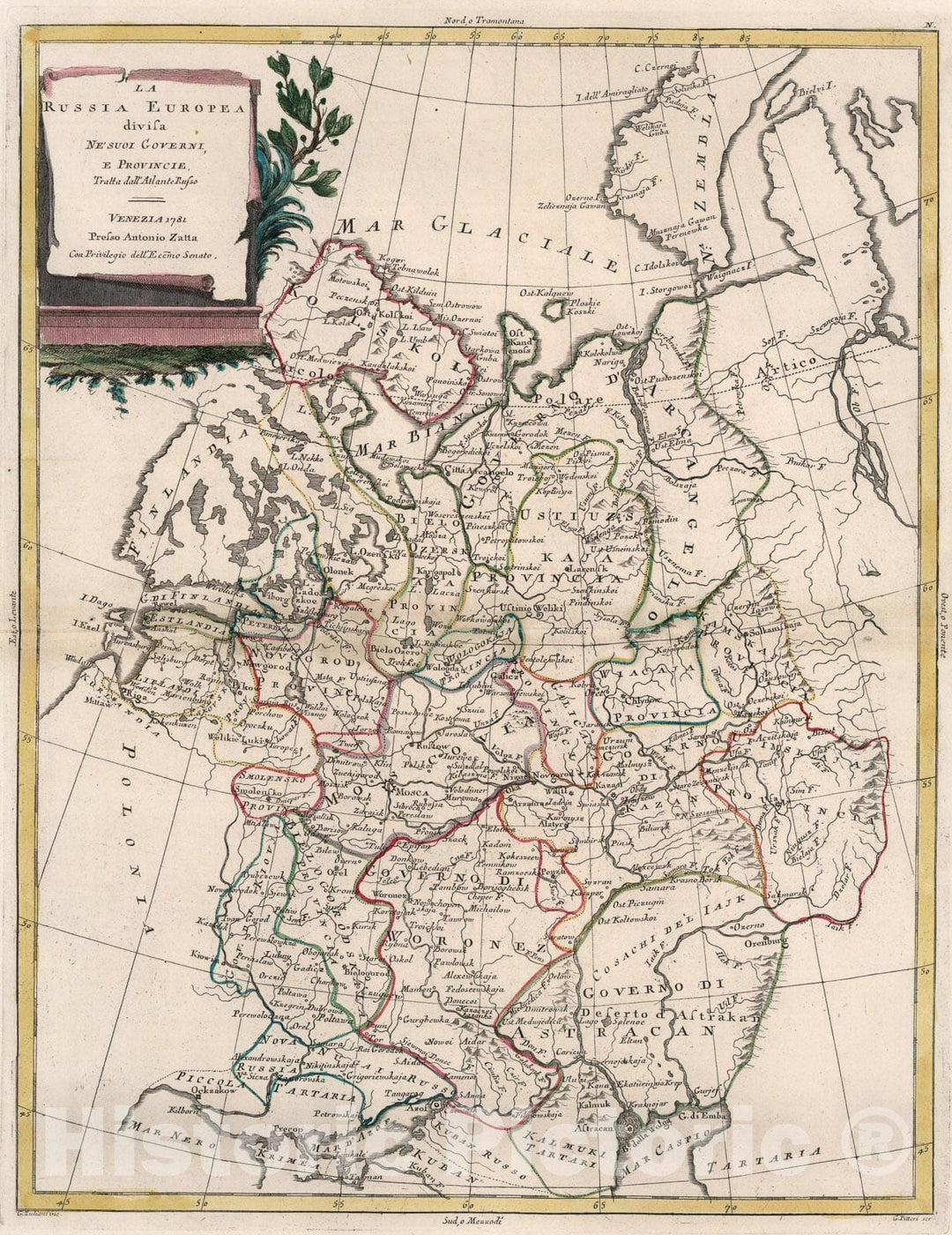 Historic Map : La Russia Europea, 1781, Vintage Wall Art