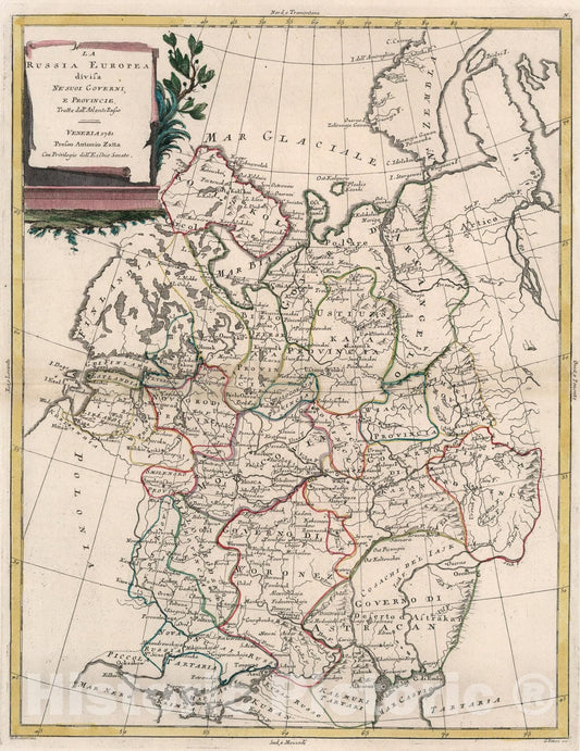 Historic Map : La Russia Europea, 1781, Vintage Wall Art