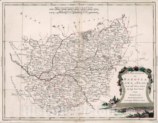 Historic Map : Li Palatinati di Mazovia, Rawa e Plock, 1781, Vintage Wall Art