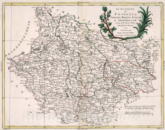 Historic Map : Li Palatinati di Posnania, 1781, Vintage Wall Art