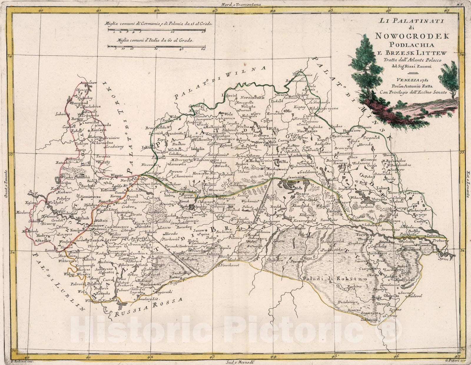 Historic Map : Li Palatinati di Nowogrodek, Podlachia e Brzesk Littew, 1781, Vintage Wall Art