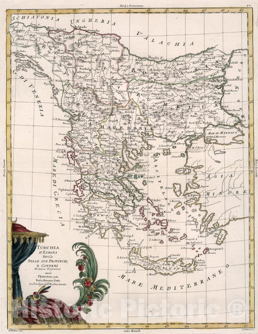 Historic Map : Turchia dEuropa, 1782, Vintage Wall Art