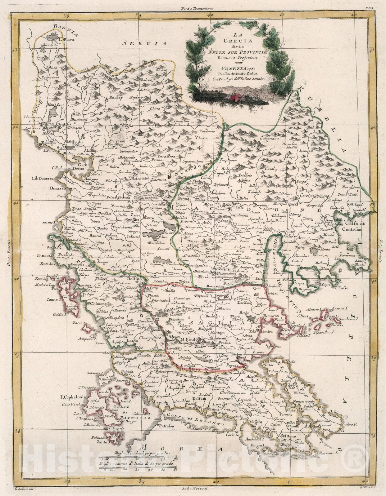 Historic Map : La Grecia, 1781, Vintage Wall Art
