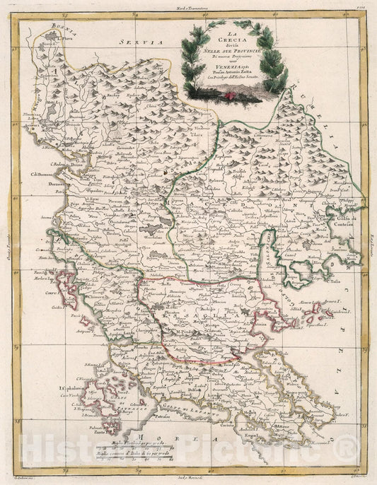 Historic Map : La Grecia, 1781, Vintage Wall Art