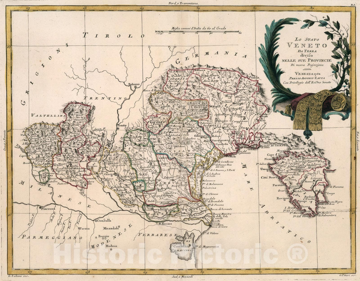 Historic Map : Lo Stato veneto da terra, 1782, Vintage Wall Art