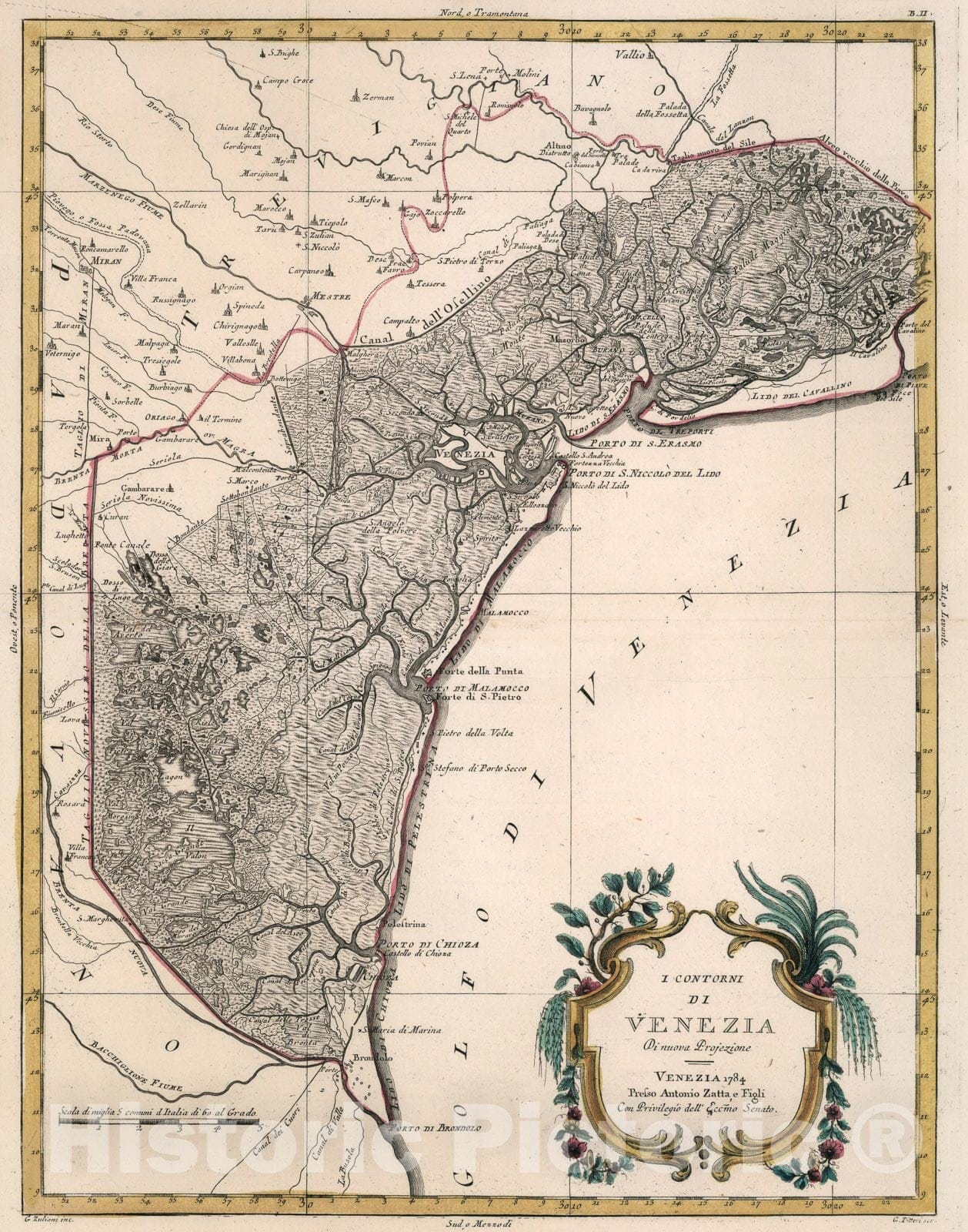 Historic Map : I Contorni di Venezia, 1782, Vintage Wall Art