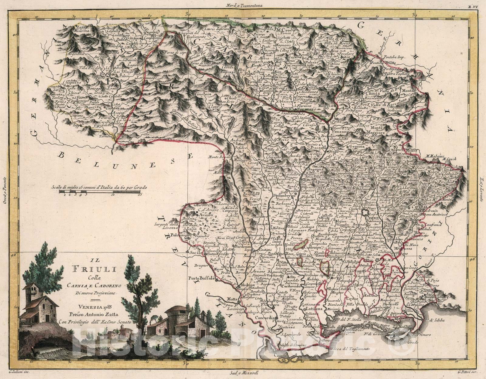 Historic Map : Il Friuli, 1782, Vintage Wall Art