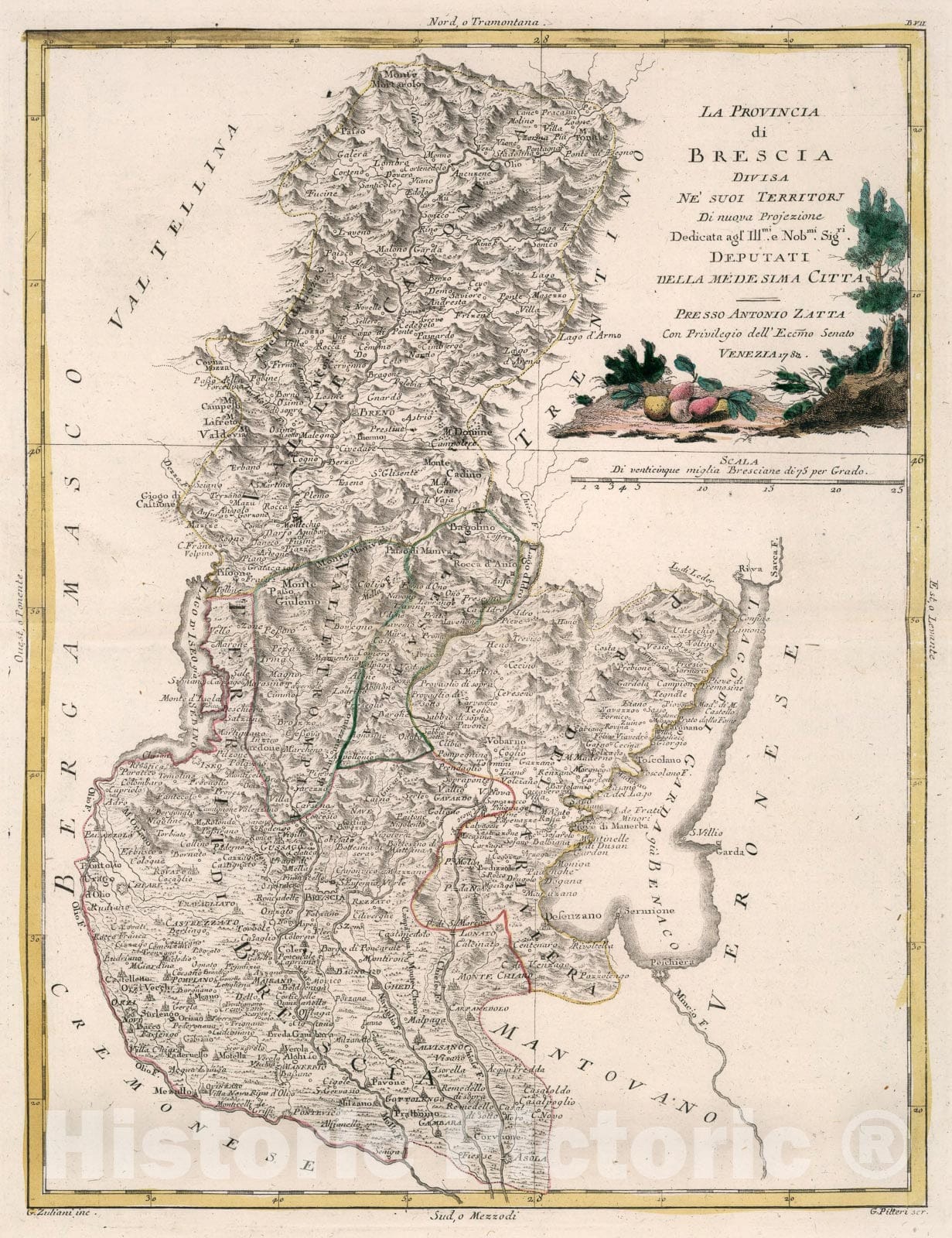 Historic Map : La Provincia di Bresca, 1782, Vintage Wall Art