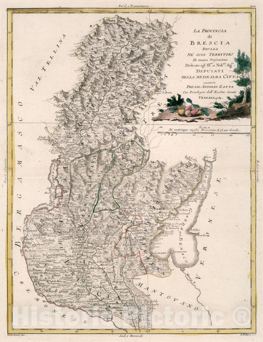 Historic Map : La Provincia di Bresca, 1782, Vintage Wall Art