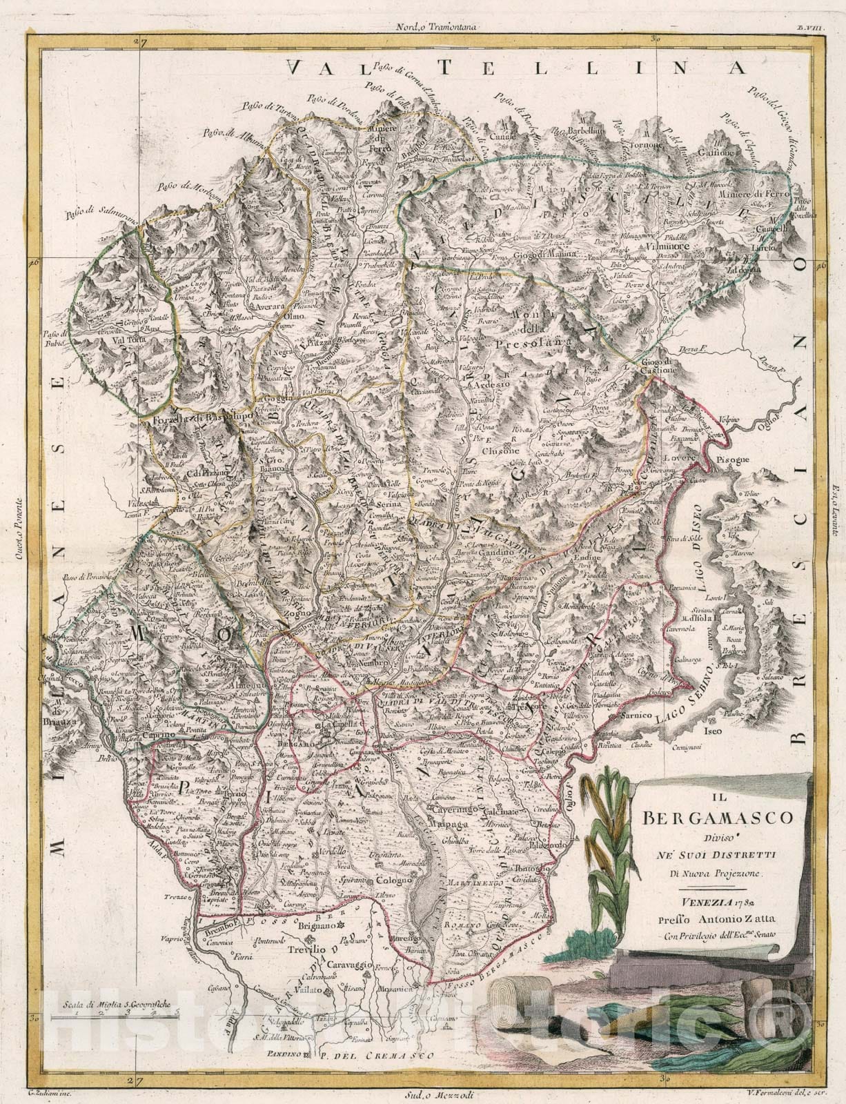 Historic Map : Il Bergamasco, 1782, Vintage Wall Art