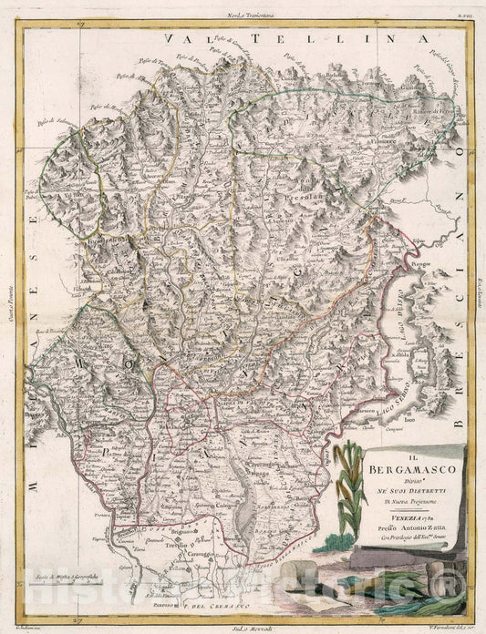Historic Map : Il Bergamasco, 1782, Vintage Wall Art