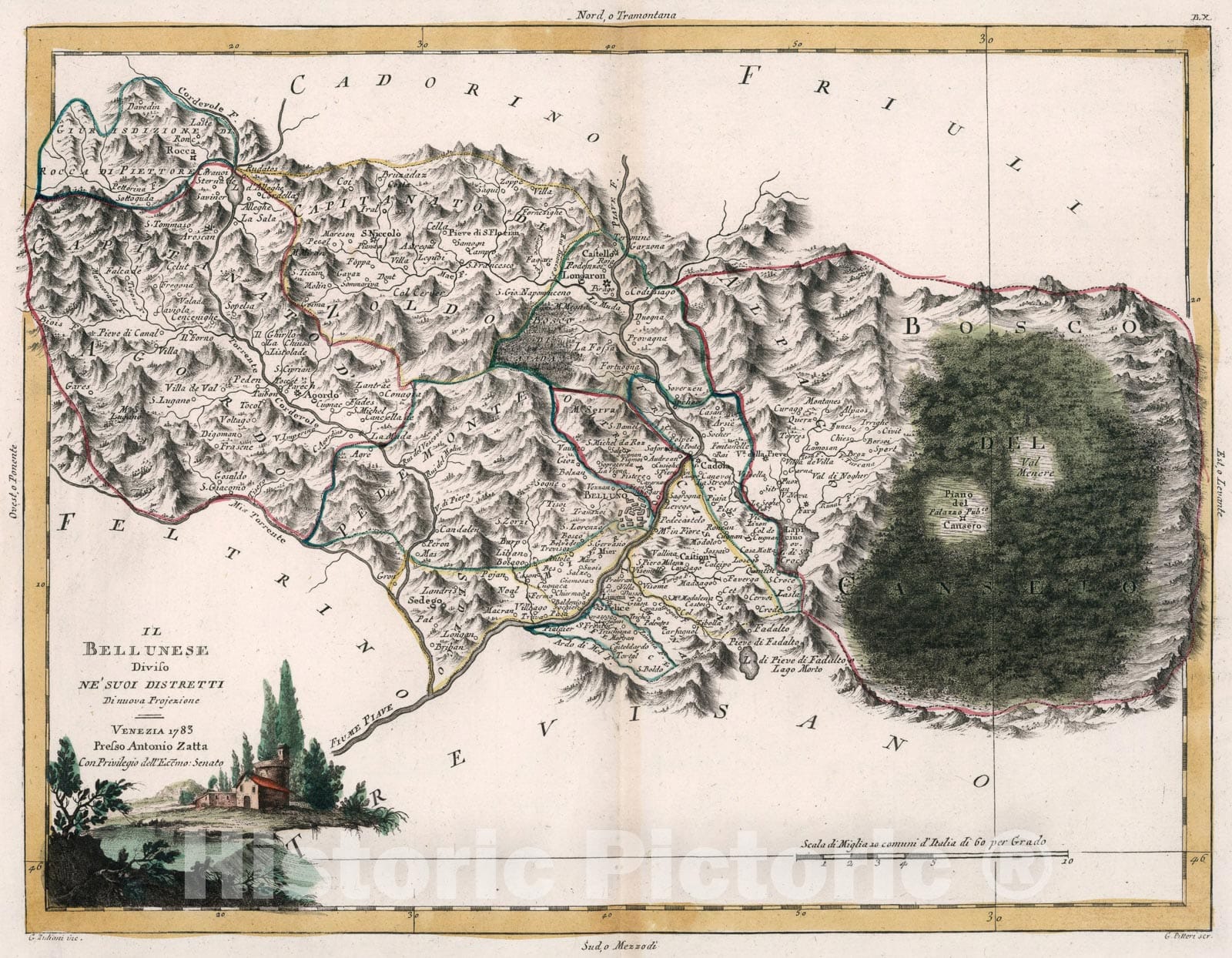 Historic Map : Il Bellunese, 1783, Vintage Wall Art