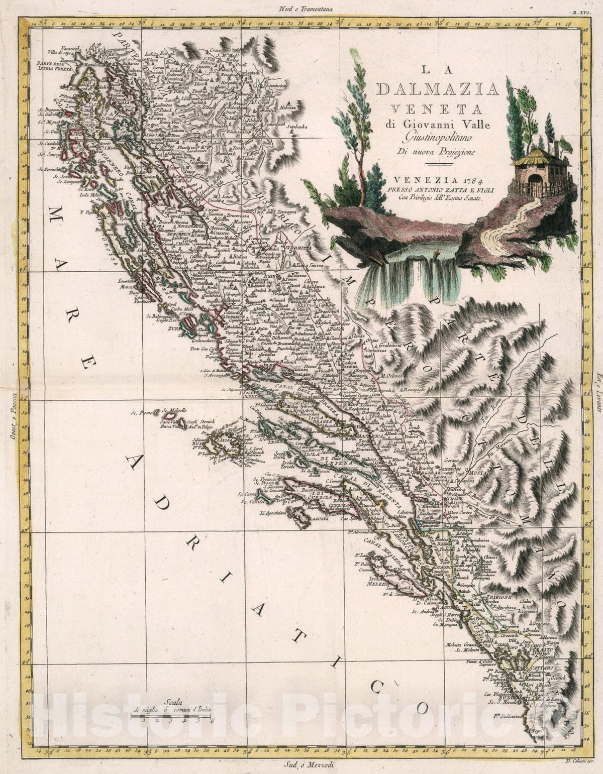 Historic Map : La Dalmazia Veneta, 1784, Vintage Wall Art