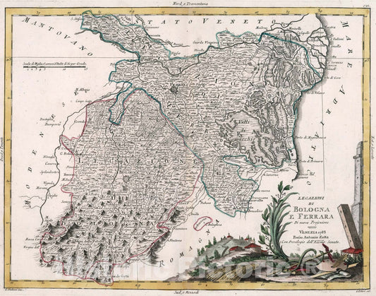 Historic Map : Legazioni di Bologna e Ferrara, 1783, Vintage Wall Art
