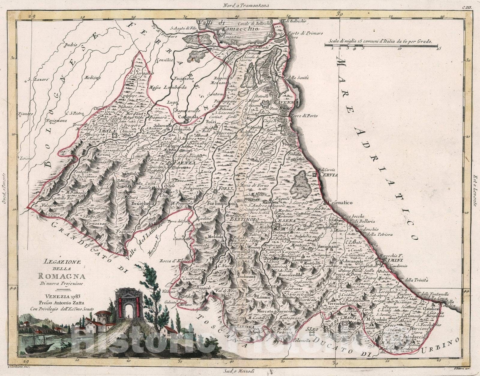 Historic Map : Legazioni della Romagna, 1783, Vintage Wall Art