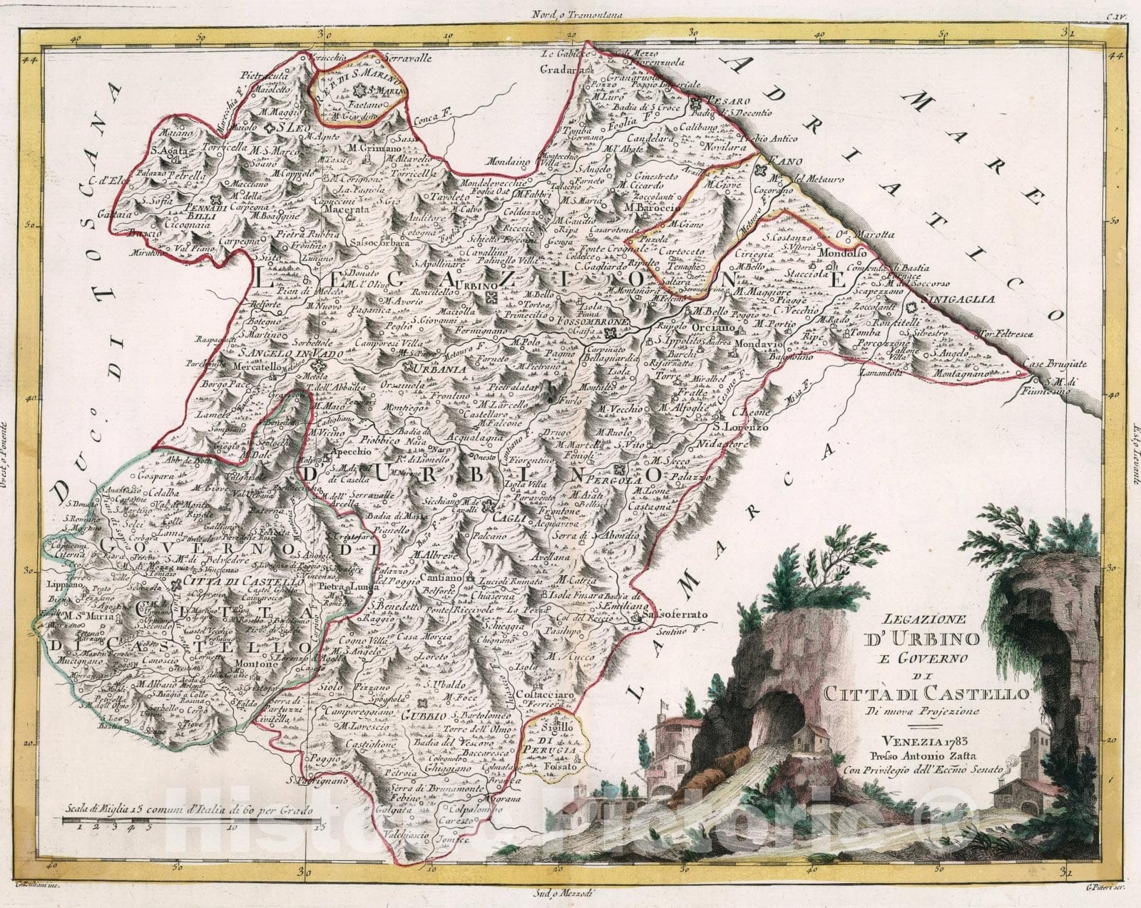 Historic Map : Legazione DUrbino, 1783, Vintage Wall Art