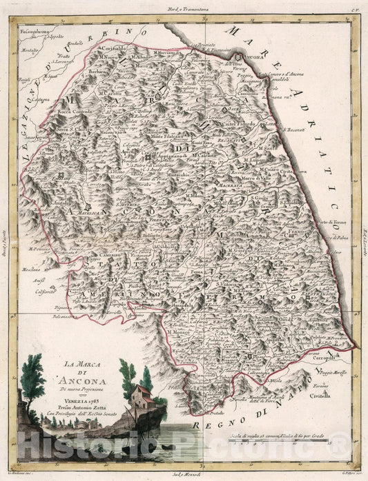 Historic Map : La Marca di Ancona, 1783, Vintage Wall Art