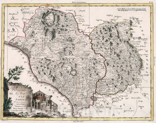 Historic Map : Il Patrimonio di S. Pietro e la Sabina, 1783, Vintage Wall Art