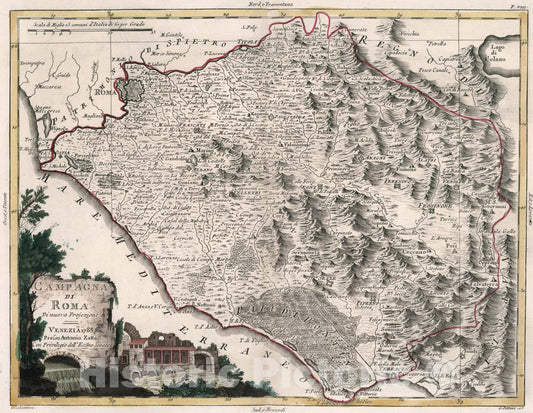 Historic Map : Campagna di Roma, 1783, Vintage Wall Art