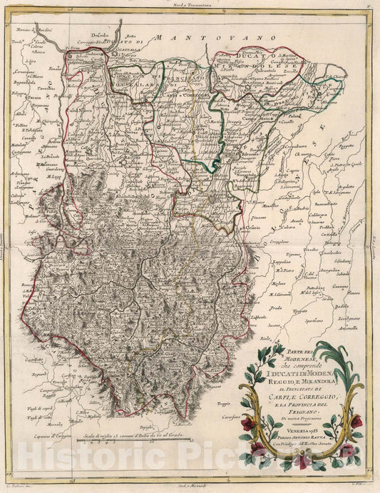 Historic Map : Parte del Modenese, 1783, Vintage Wall Art