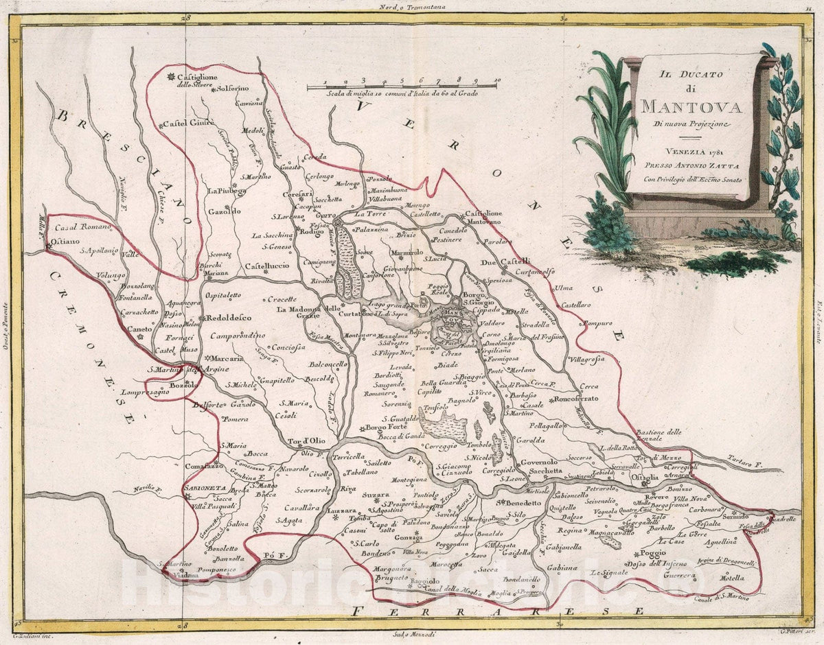 Historic Map : Il Ducato di Mantova, 1781, Vintage Wall Art