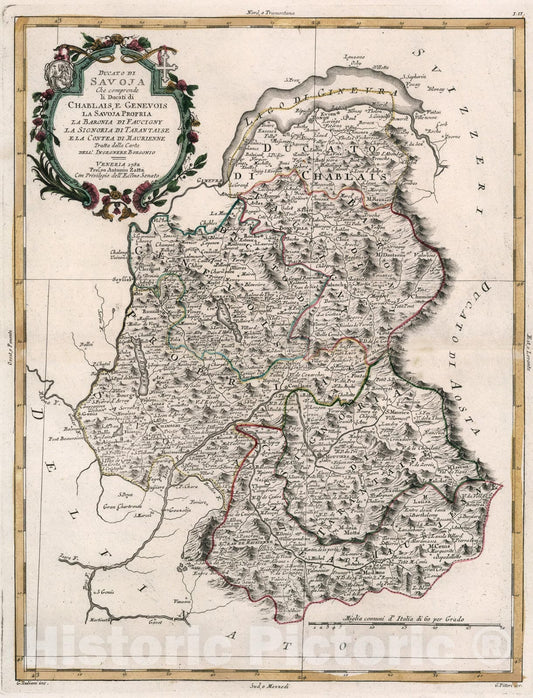 Historic Map : Ducato Di Savoja, 1782, Vintage Wall Art