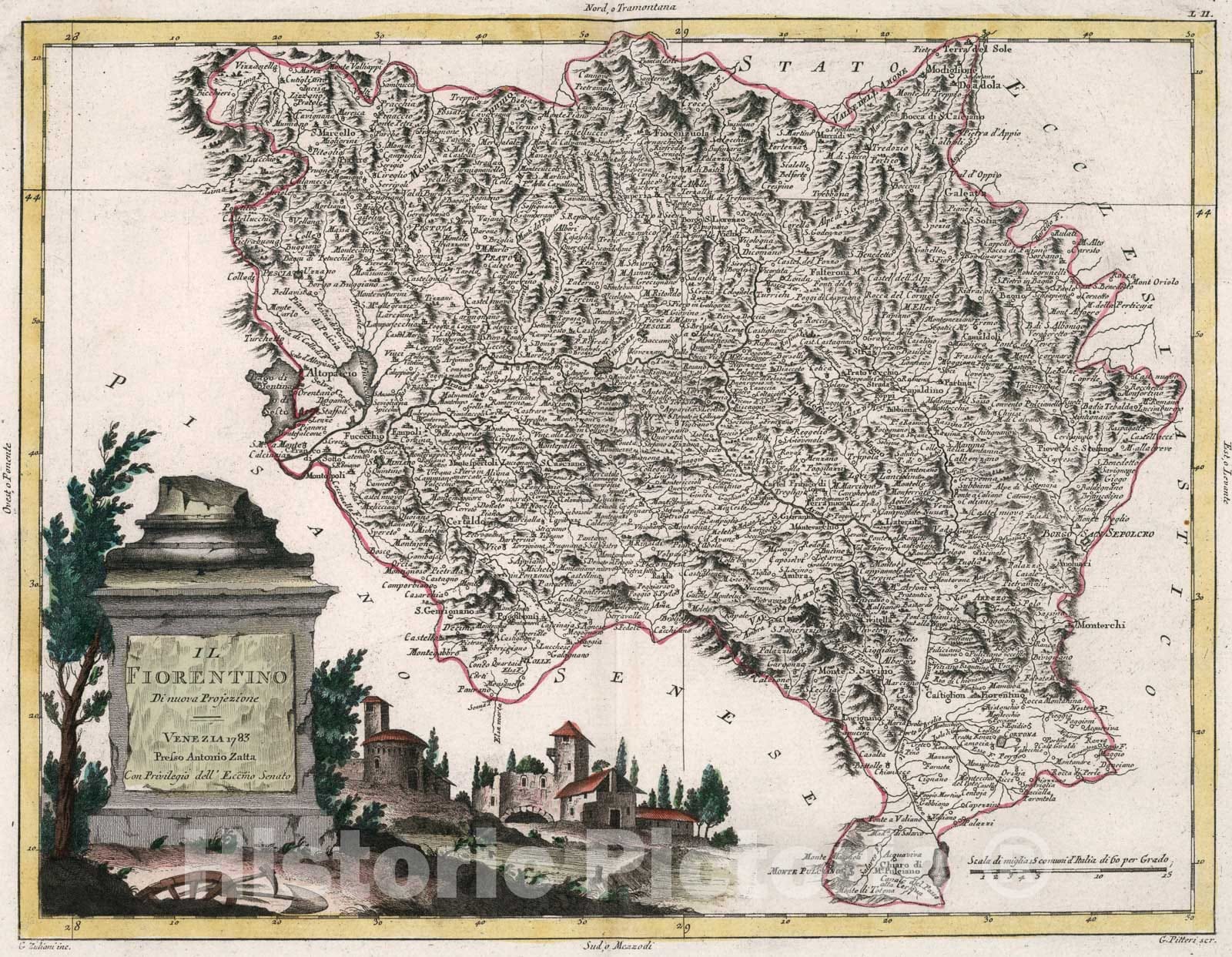 Historic Map : Il Fiorentino, 1783, Vintage Wall Art