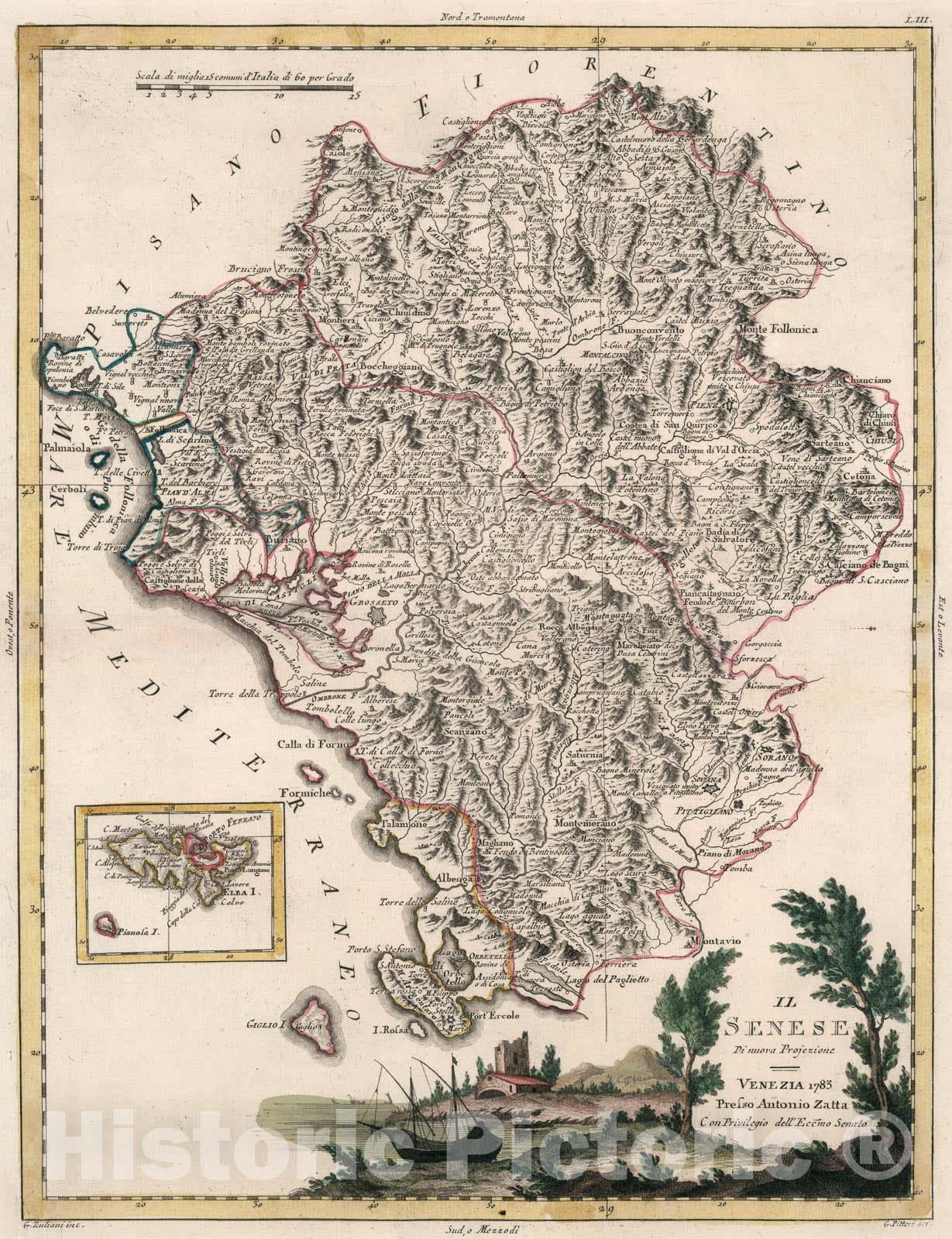 Historic Map : Il Senese, 1783, Vintage Wall Art