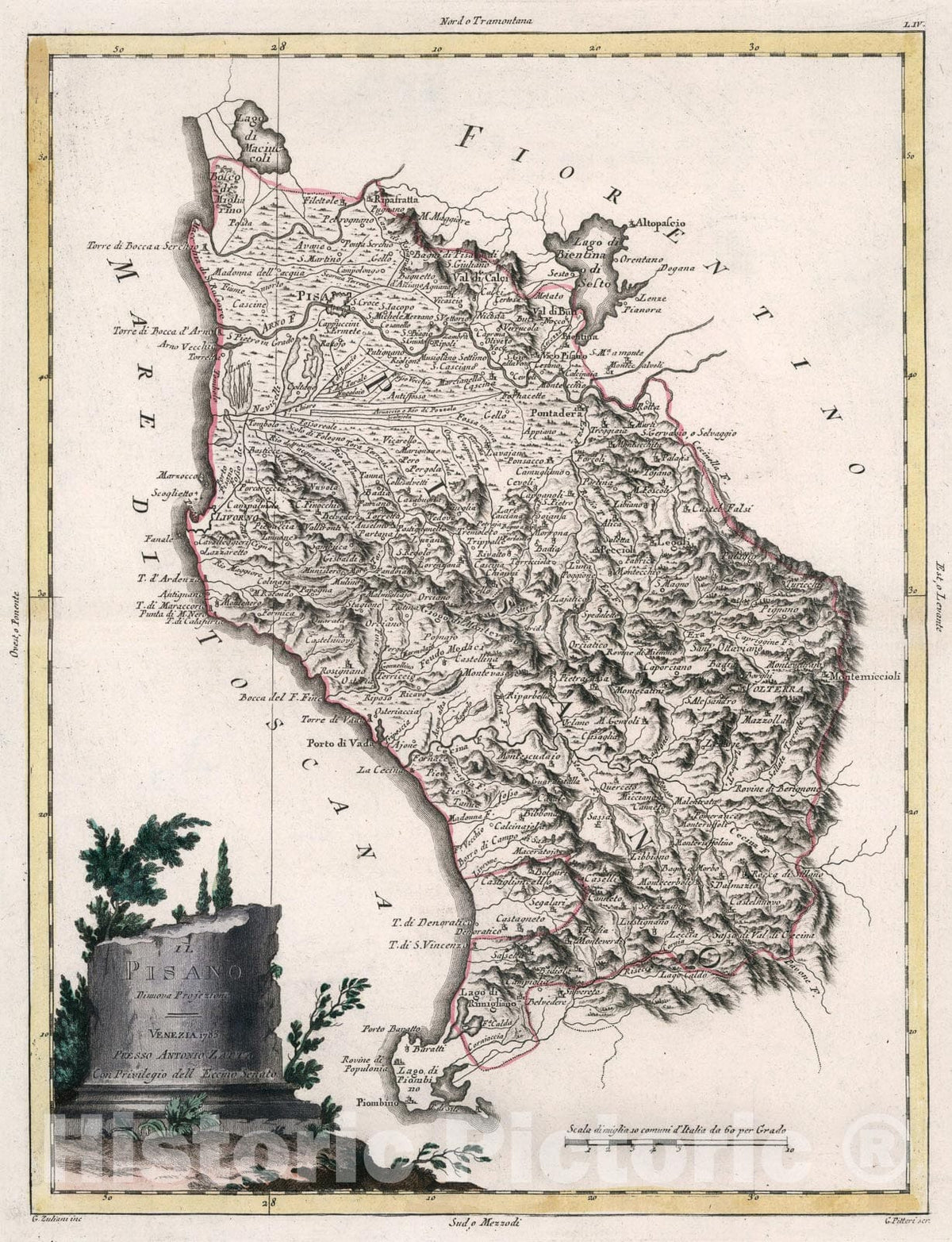 Historic Map : Il Pisano, 1783, Vintage Wall Art