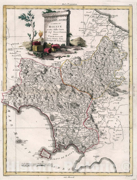 Historic Map : Terra di Lavoro, e Contea di Molise, 1783, Vintage Wall Art