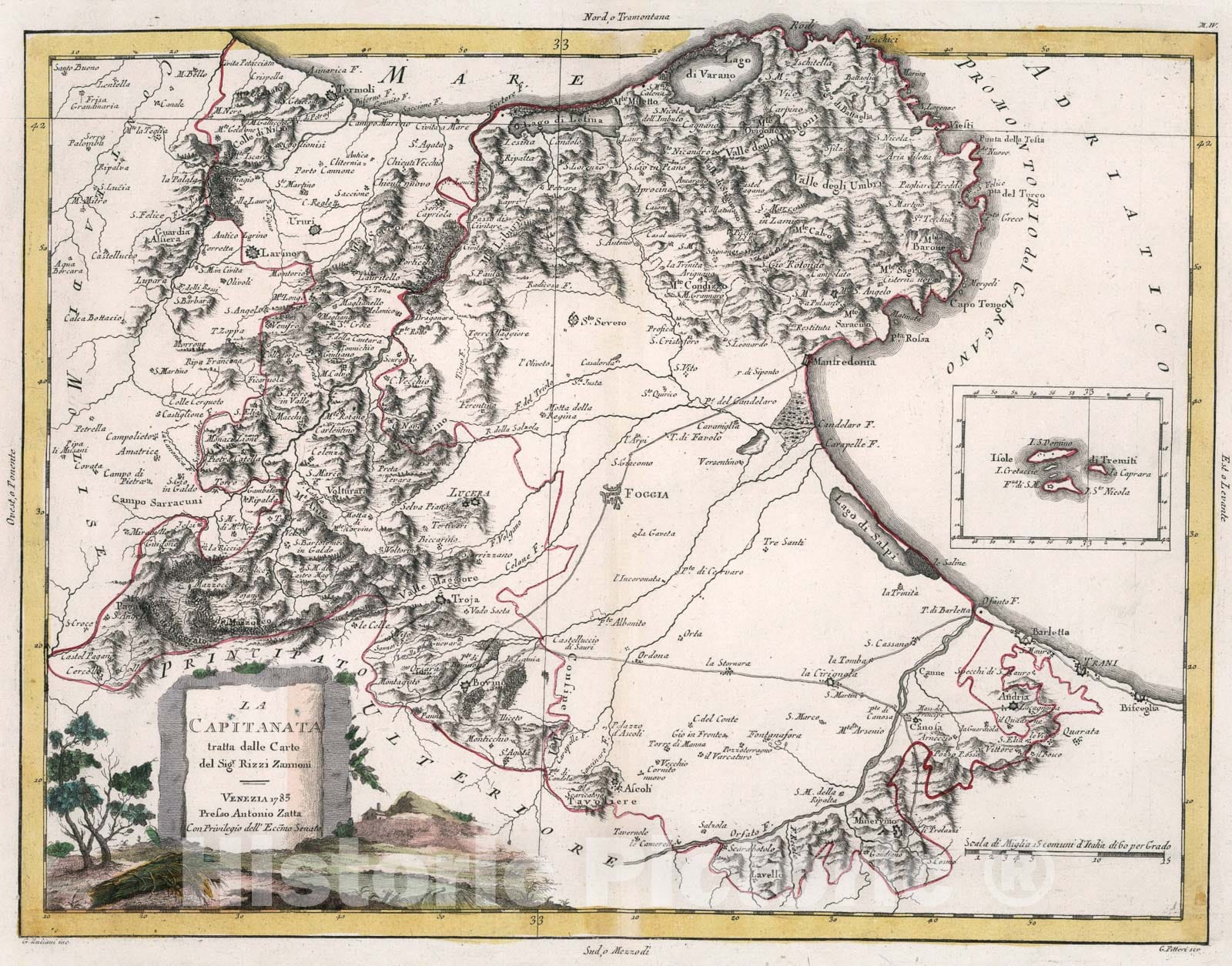 Historic Map : La Capitanata, 1783, Vintage Wall Art